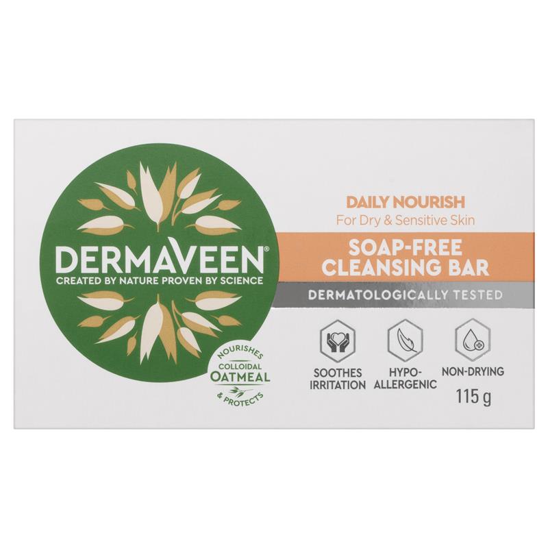 Load image into Gallery viewer, DermaVeen Daily Nourish Soap-Free Cleansing Bar for Dry &amp; Sensitive Skin 115g

