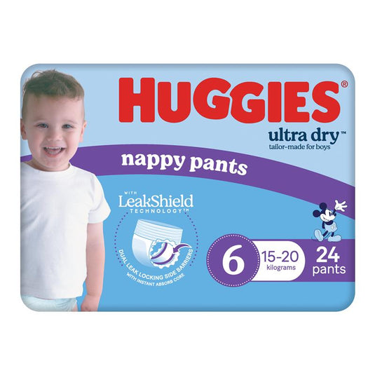 Huggies Ultra Dry Nappy Pants Size 6 15kg & Over Boy 24 Pack