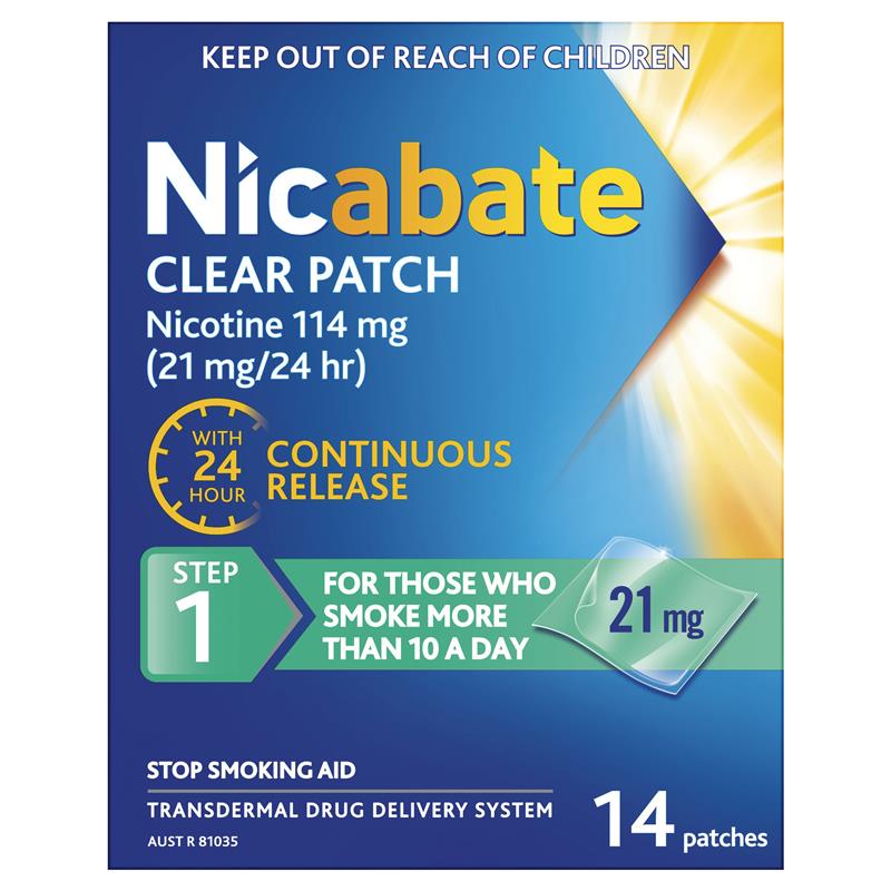 Load image into Gallery viewer, Nicabate Clear Patch Quit Smoking Step 1 21mg 14 Patches (Value Pack)
