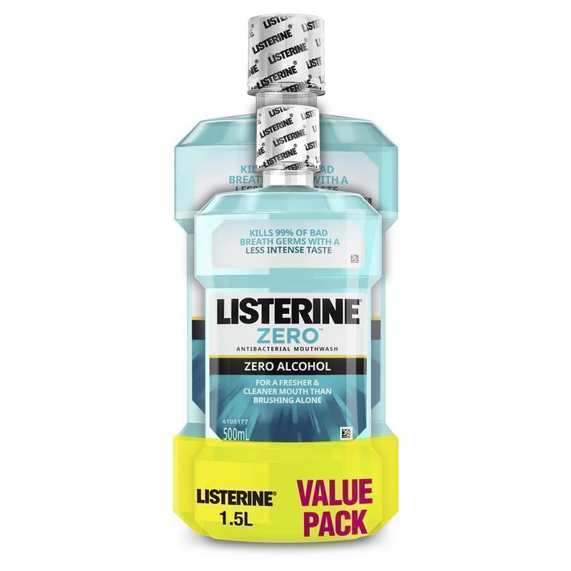 Load image into Gallery viewer, Listerine Zero Alcohol Antibacterial Mouthwash Less Intense Taste Value Pack 1.5L
