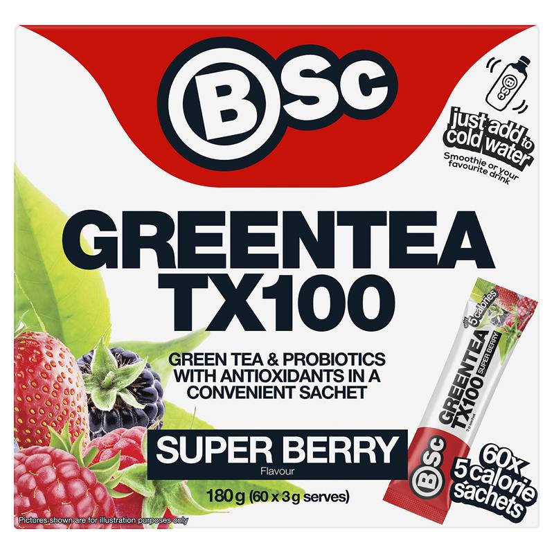 Load image into Gallery viewer, BSc Green Tea TX100 Super Berry 60 x 3g Serve NEW
