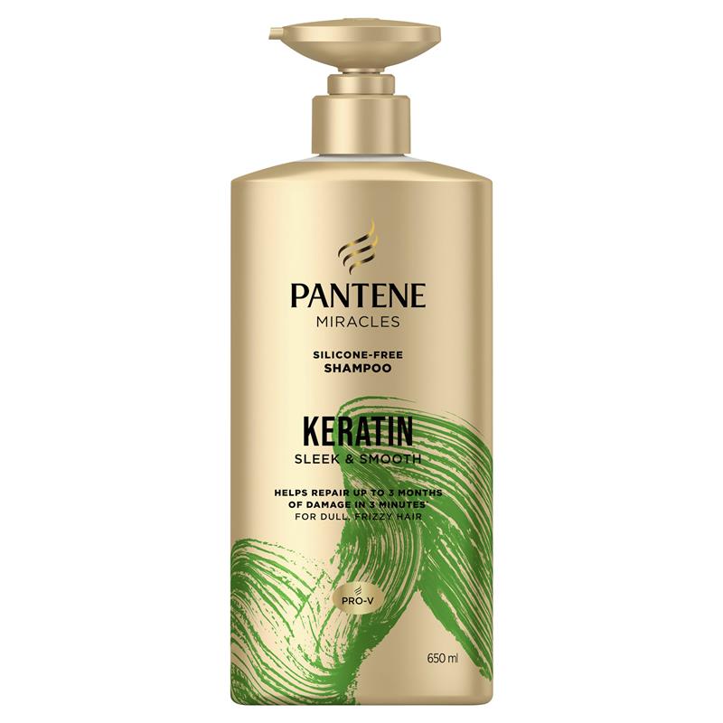 Load image into Gallery viewer, Pantene Miracles Keratin Smooth &amp; Sleek Shampoo 650ml
