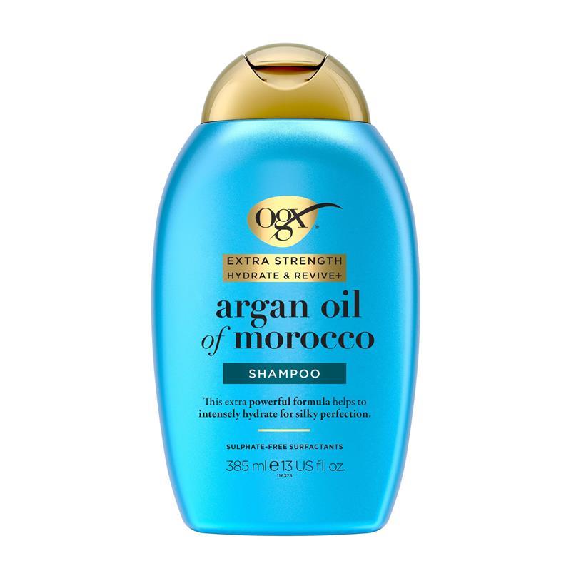 Load image into Gallery viewer, Ogx Extra Strength Hydrate &amp; Repair + Argan Oil of Morocco Shampoo For Damaged Hair 385mL
