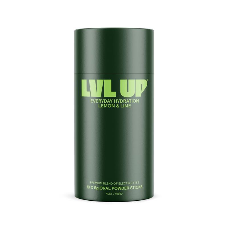 Load image into Gallery viewer, Lvl Up Everyday Hydration Sticks Lemon Lime 10 Pack
