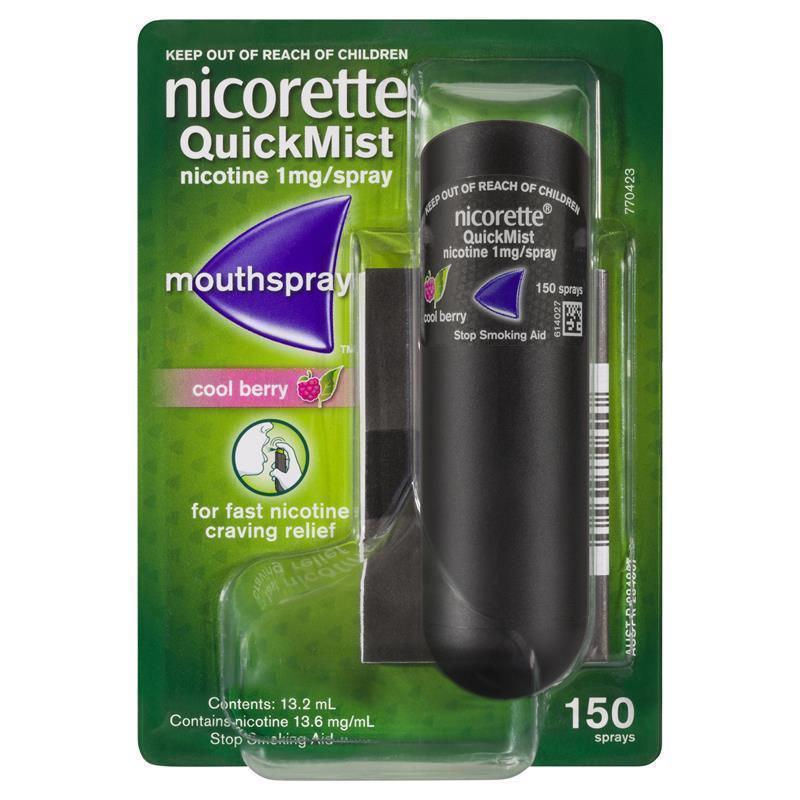 Load image into Gallery viewer, Nicorette Quit Smoking QuickMist Mouth Spray Cool Berry 150 Sprays (13.2mL x 1)
