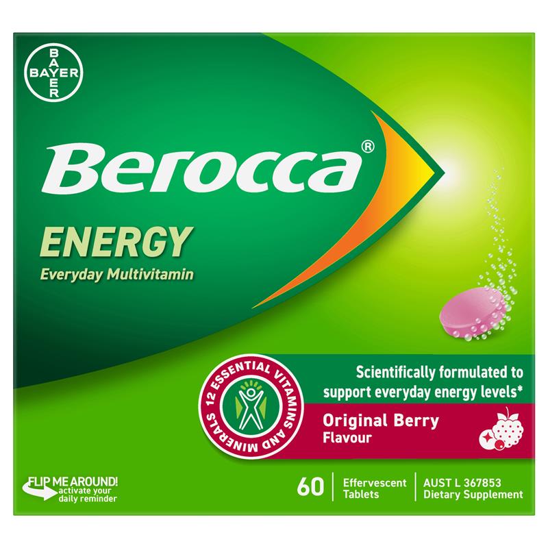 Load image into Gallery viewer, Berocca Energy Original Berry 60 Effervescent Tablets Exclusive Size
