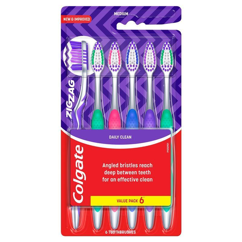 Load image into Gallery viewer, Colgate Toothbrush Zig Zag Daily Clean Medium Value 6 Pack
