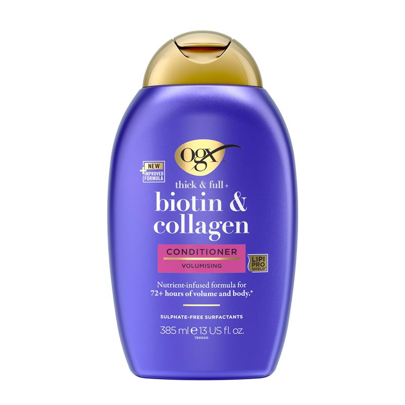 Load image into Gallery viewer, Ogx Thick &amp; Full + Volumising Biotin &amp; Collagen Conditioner For Fine Hair 385mL
