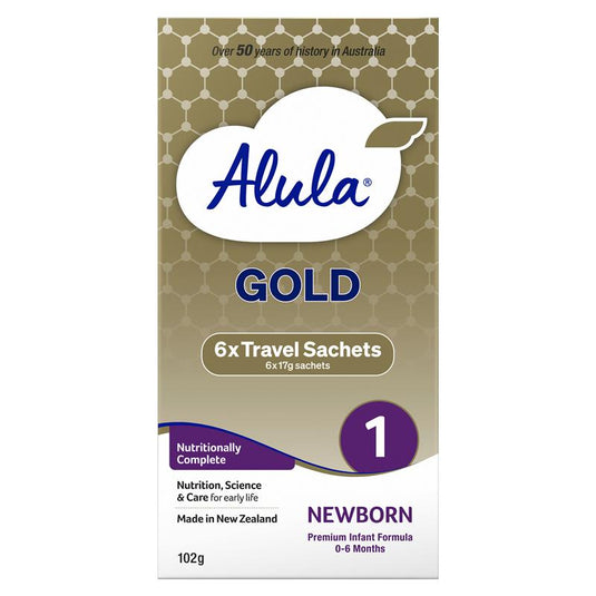 Alula Gold Stage 1 Newborn Infant Formula 0-6 Months Stick Pack 6 x 17g
