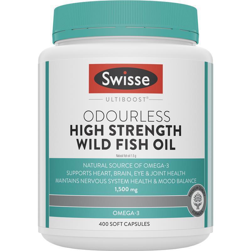 Load image into Gallery viewer, Swisse Ultiboost Odourless High Strength Wild Fish Oil 1500mg 400 Capsules
