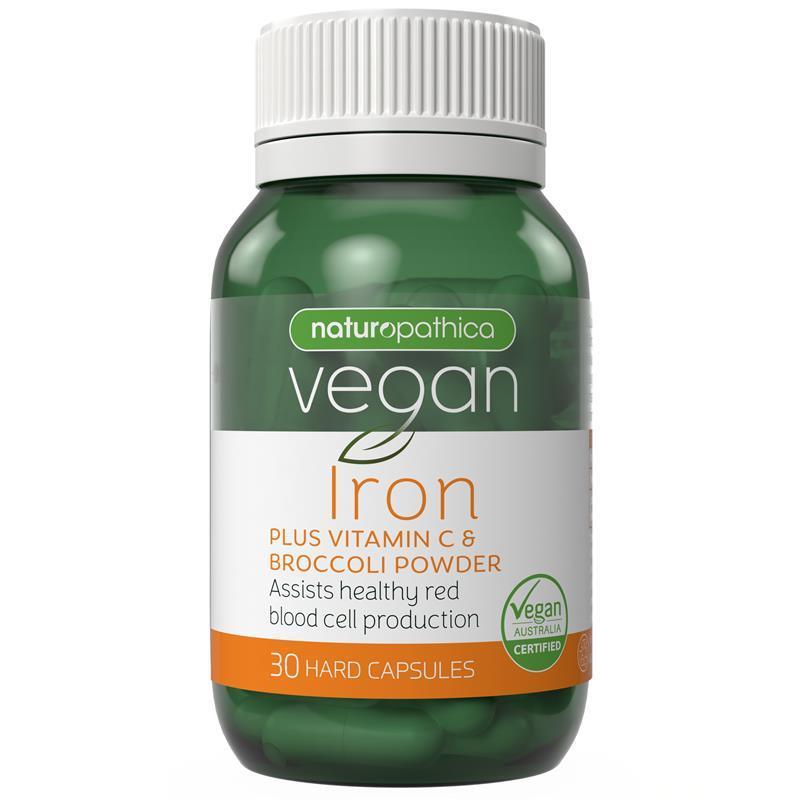 Load image into Gallery viewer, Naturopathica Vegan Iron Plus Vitamin C &amp; Broccoli Powder 30 Capsules
