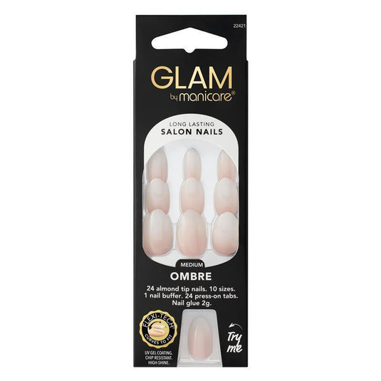 Glam By Manicare Press On Nails Ombre Medium Almond Fashion Kit