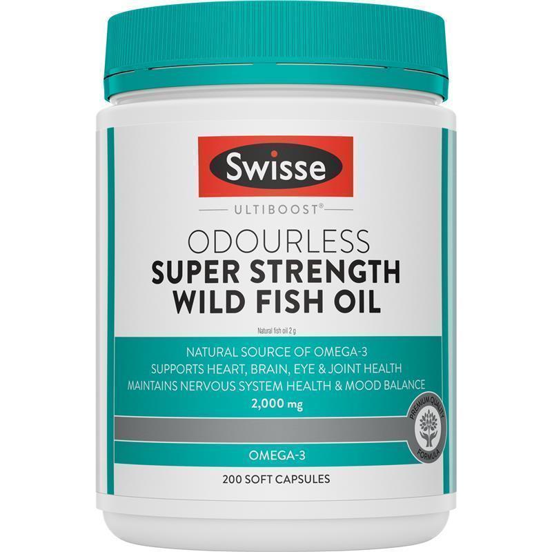 Load image into Gallery viewer, Swisse Ultiboost Odourless Super Strength Wild Fish Oil 2000mg 200 Capsules
