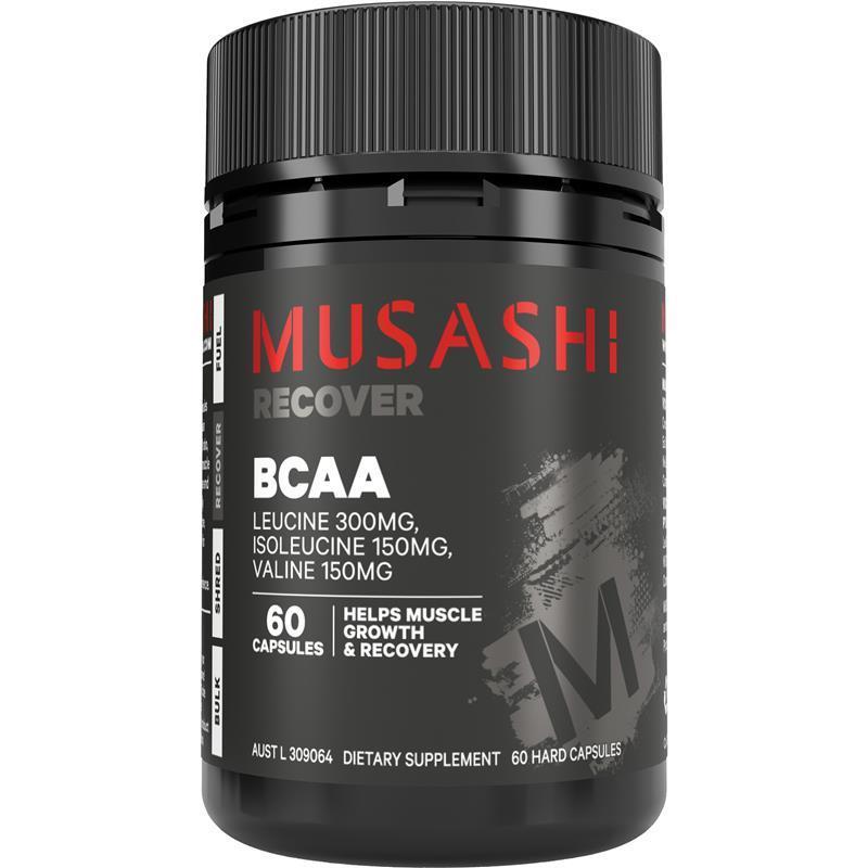 Load image into Gallery viewer, Musashi Muscle Recovery BCAAs 60 Capsules
