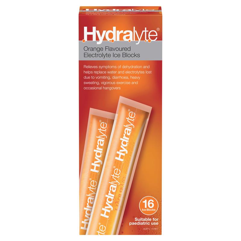 Load image into Gallery viewer, Hydralyte Rehydration Orange Flavoured Ice Blocks 16 Pack
