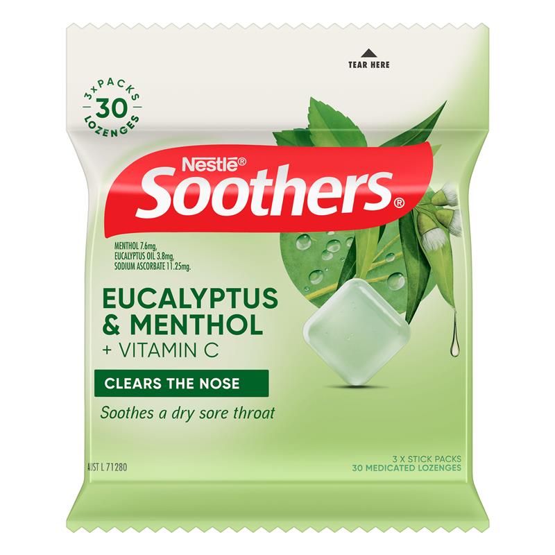 Load image into Gallery viewer, Soothers Eucalyptus &amp; Menthol 3x10 Lozenge Multipack
