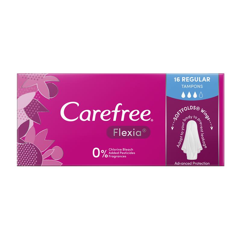 Load image into Gallery viewer, Carefree Flexia Fragrance Free Regular Tampons With Wings 16 Pack
