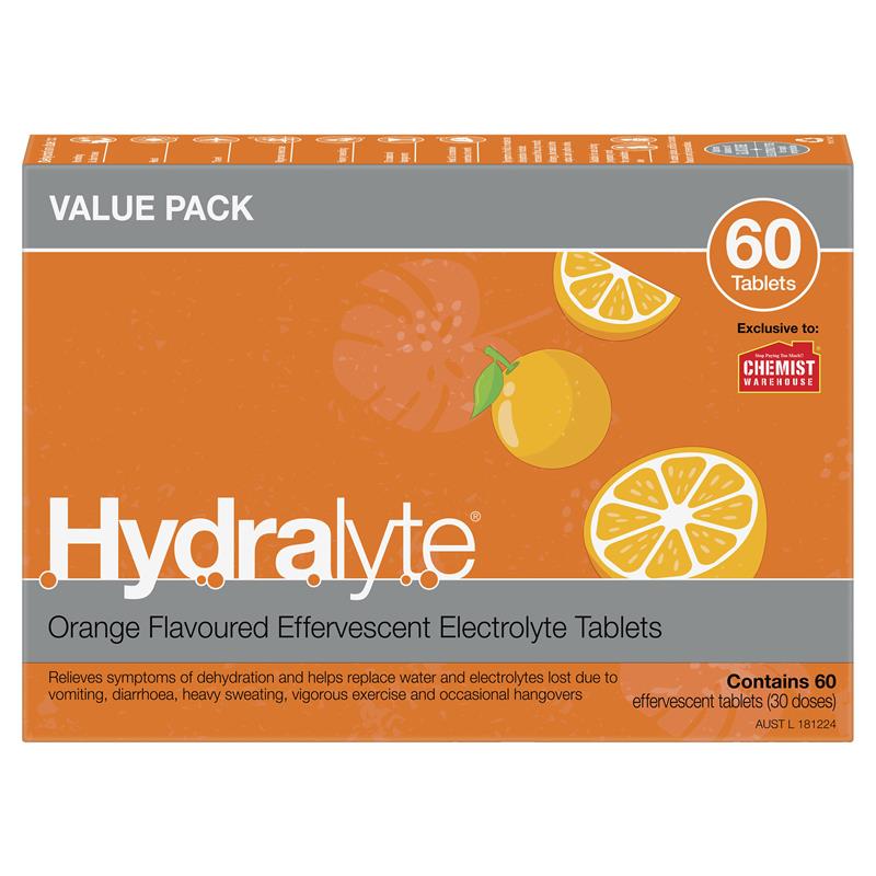 Load image into Gallery viewer, Hydralyte Electrolyte Effervescent Orange 60 Tablets Exclusive Size
