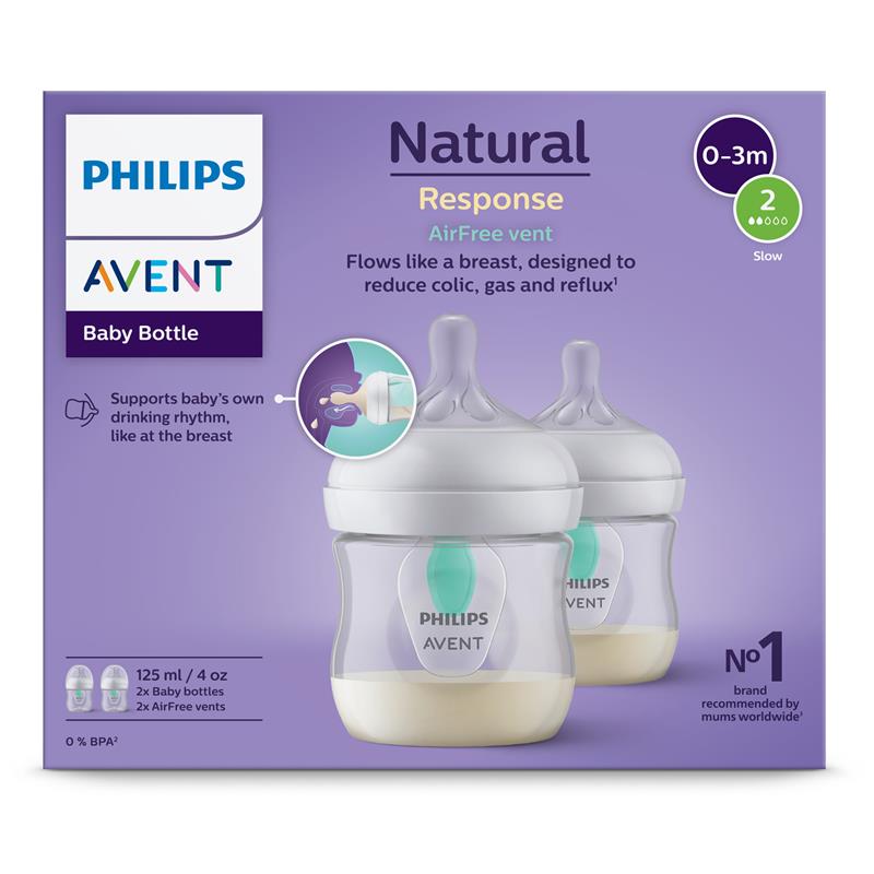 Load image into Gallery viewer, Avent Natural Response Feeding Bottles with AirFree Vent 125ml 2 Pack
