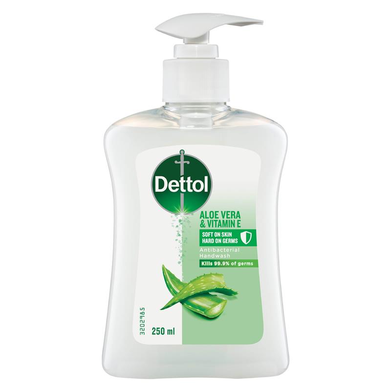 Load image into Gallery viewer, Dettol Hand Wash Pump Aloe Vera 250mL Vitamin E Antibacterial Liquid

