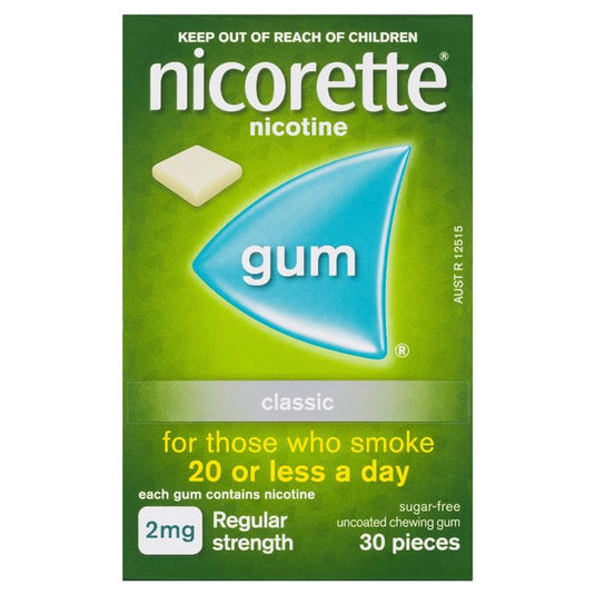 Nicorette Quit Smoking Regular Strength Nicotine Gum Classic 30 Pack