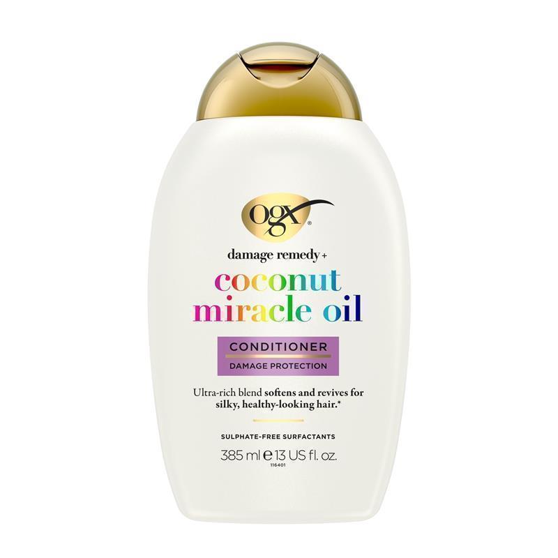 Load image into Gallery viewer, Ogx Extra Strength Damage Remedy + Hydrating &amp; Repairing Coconut Miracle Oil Conditioner For Damaged &amp; Dry Hair 385mL
