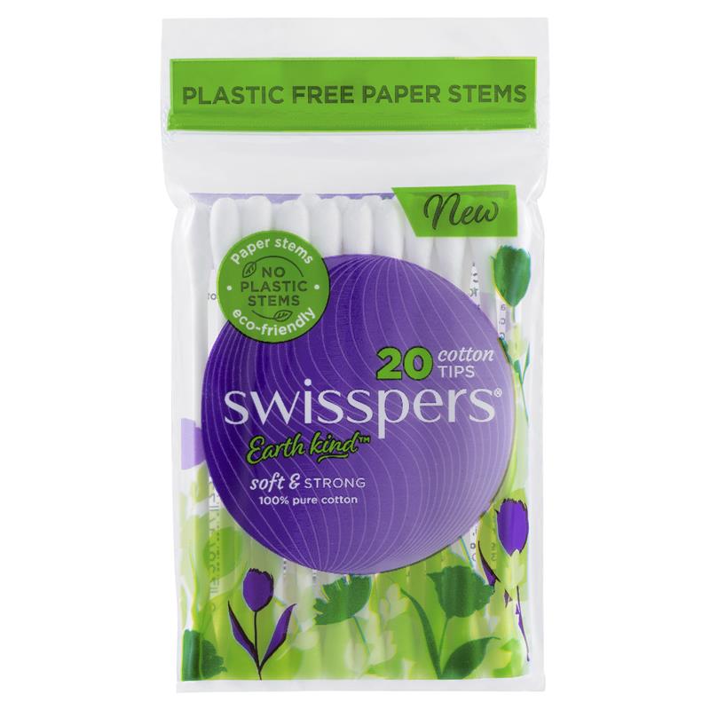 Load image into Gallery viewer, Swisspers Earth Kind Cotton Tips With Paper Stems 20 Pack

