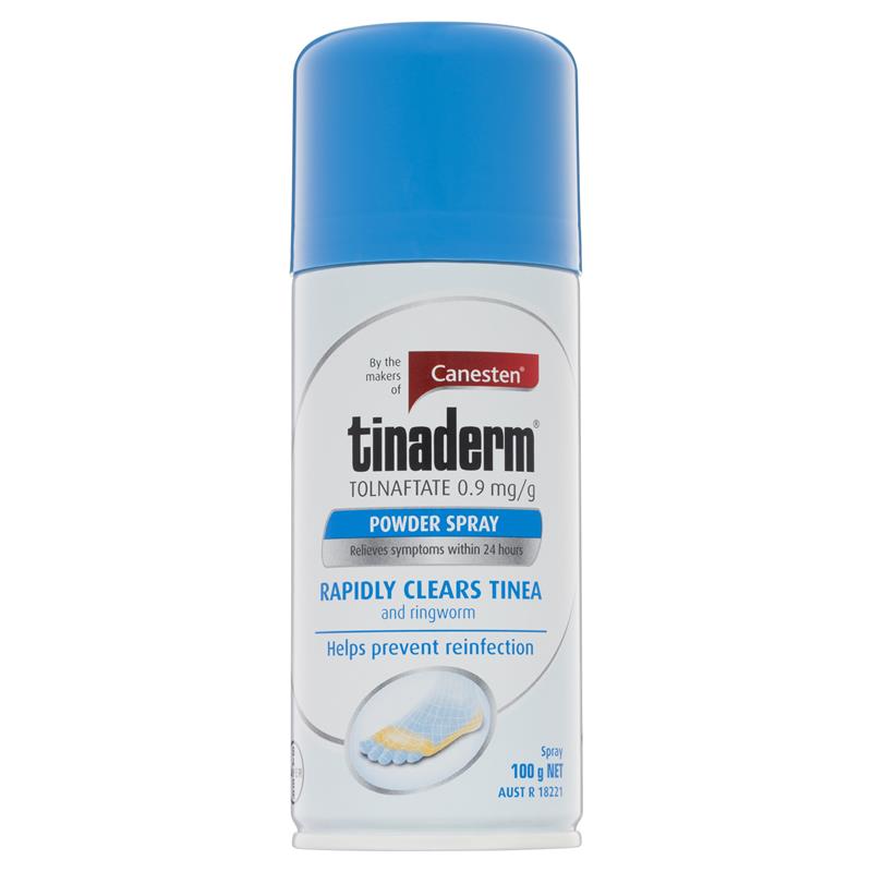 Load image into Gallery viewer, Canesten Tinaderm Powder Spray Tinea and Ringworm Treatment 100g

