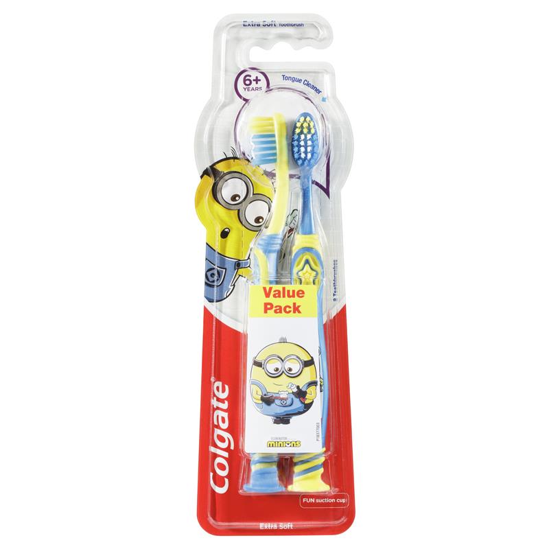 Load image into Gallery viewer, Colgate Minions Kids Toothbrush 6+ Years Extra Soft 2 Pack
