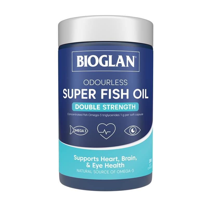 Load image into Gallery viewer, Bioglan Odourless Super Fish Oil Double Strength 200 Capsules
