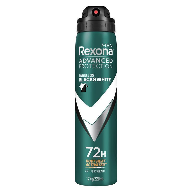 Load image into Gallery viewer, Rexona Men Advanced Antiperspirant Aerosol Invisible Dry Black &amp; White 220ml

