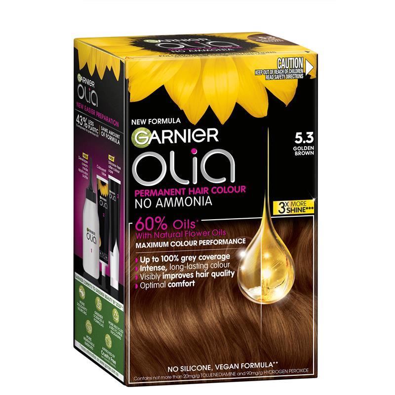 Load image into Gallery viewer, Garnier Olia 5.3 Golden Brown Permanent Hair Colour No Ammonia 60% Oils
