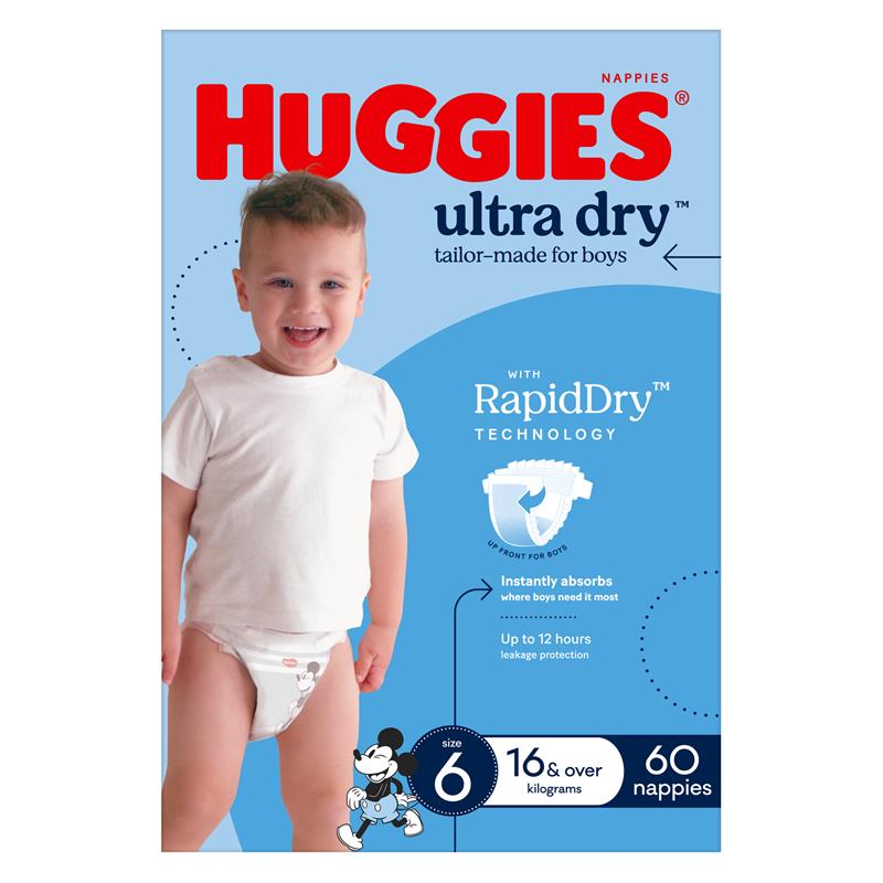 Load image into Gallery viewer, Huggies Ultra Dry Nappies Boy Size 6 Jumbo 60 Pack
