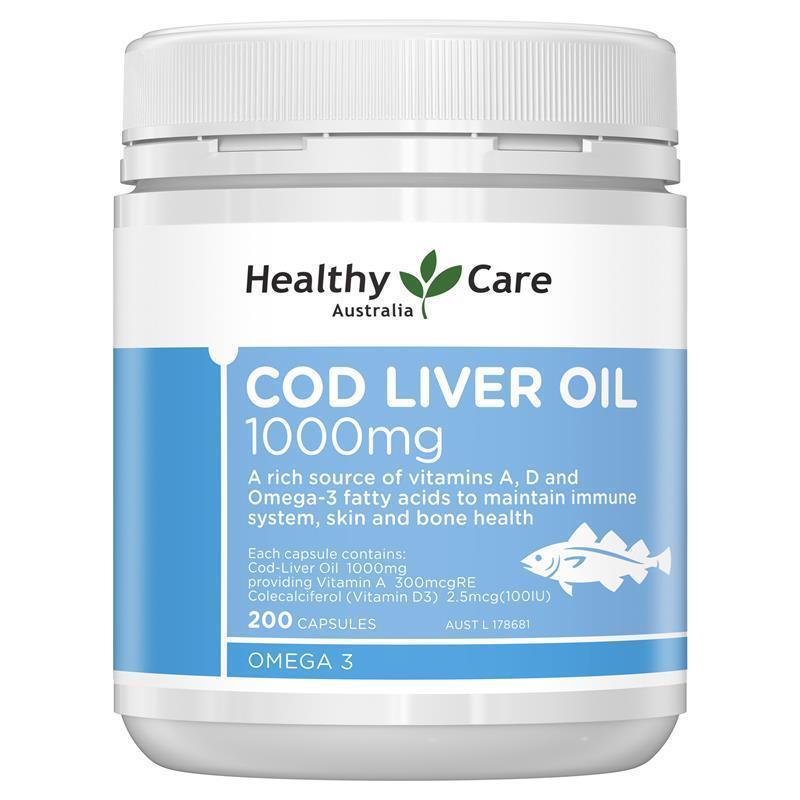 Load image into Gallery viewer, Healthy Care Cod Liver Oil 1000mg 200 Softgel Capsules
