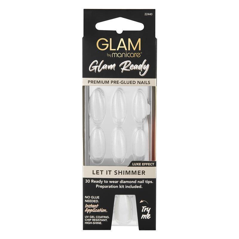 Load image into Gallery viewer, Glam By Manicare Glam Ready Pre-Glued Nails Let It Shimmer 30 Pieces
