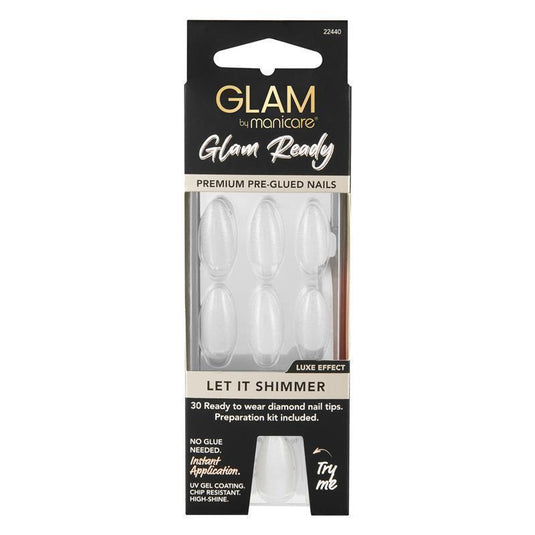 Glam By Manicare Glam Ready Pre-Glued Nails Let It Shimmer 30 Pieces