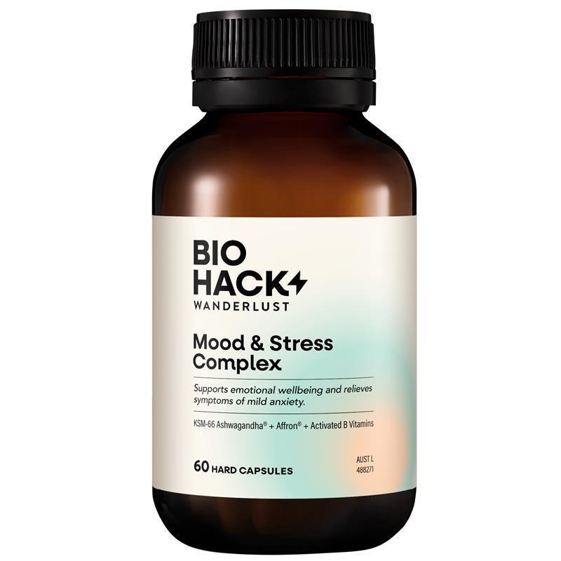 Load image into Gallery viewer, BioHack Wanderlust Mood &amp; Stress Complex 60 Capsules
