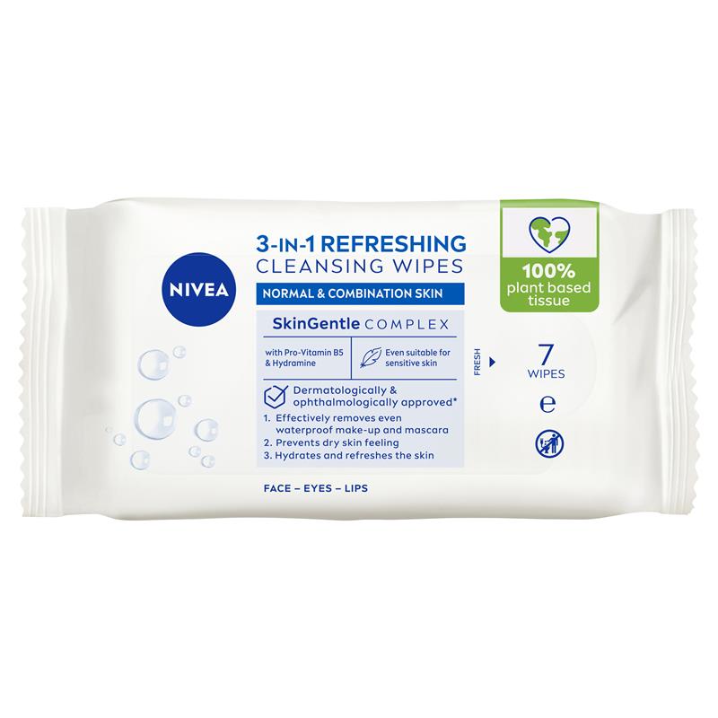 Load image into Gallery viewer, NIVEA 3in1 Refreshing Cleansing Normal &amp; Combination Skin Wipes 7 Pack
