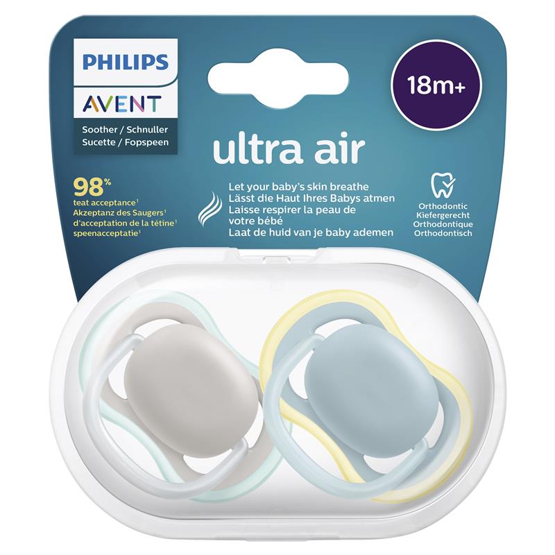 Load image into Gallery viewer, Avent Ultra Air Soother Night Time Glow 18+ Months 2 Pack

