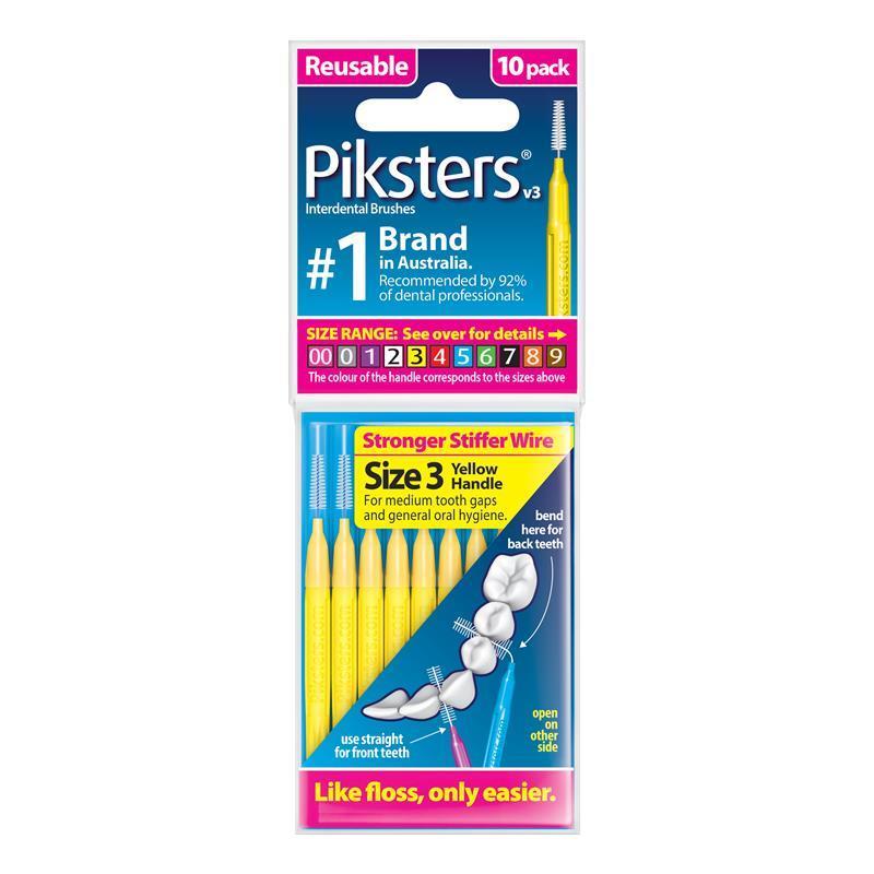 Load image into Gallery viewer, Piksters Interdental Brushes Size 3 Yellow 10 Pack
