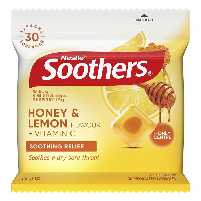 Load image into Gallery viewer, Soothers Honey &amp; Lemon 3x10 Lozenge Multipack
