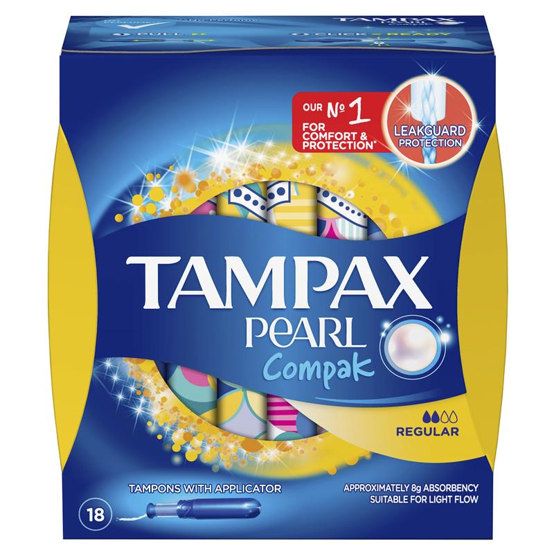 Load image into Gallery viewer, Tampax Pearl Compak Tampons Regular 18 Pack

