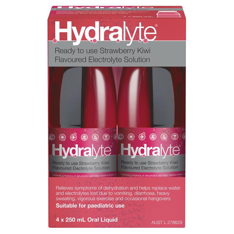 Load image into Gallery viewer, Hydralyte Electrolyte Strawberry and Kiwi 4x250ml Solution
