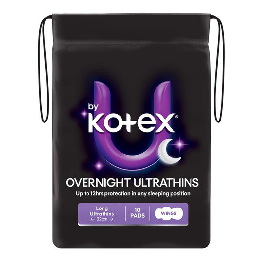 U by Kotex Ultrathin Overnight Regular with Wings Pads 10