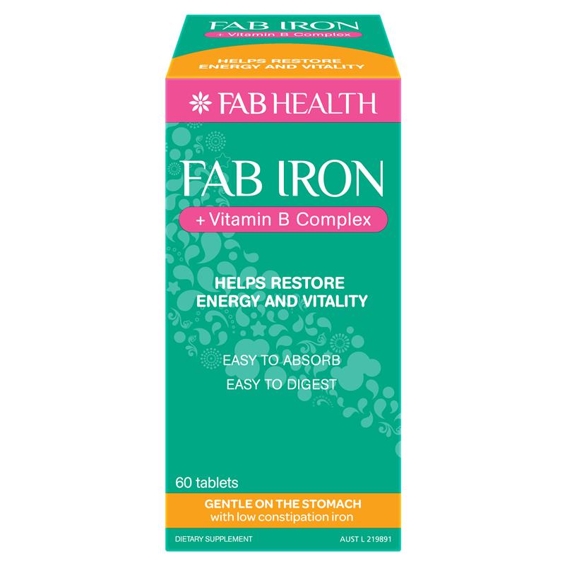 Load image into Gallery viewer, Fab Iron + Vitamin B Complex 60 Tablets
