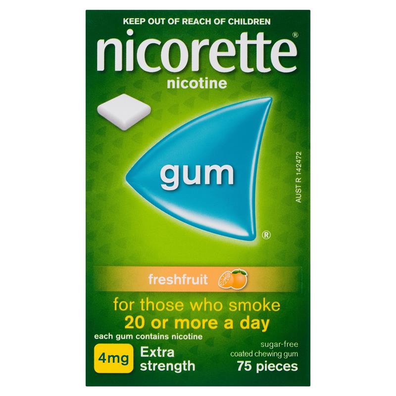 Load image into Gallery viewer, Nicorette Gum 4mg Fresh Fruit 75 Pieces
