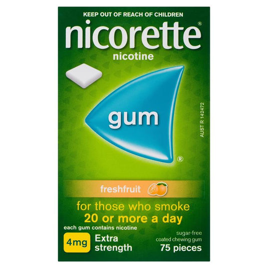 Nicorette Gum 4mg Fresh Fruit 75 Pieces
