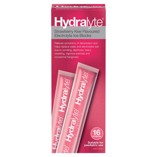 Hydralyte Electrolyte Ice Blocks Strawberry Kiwi 16