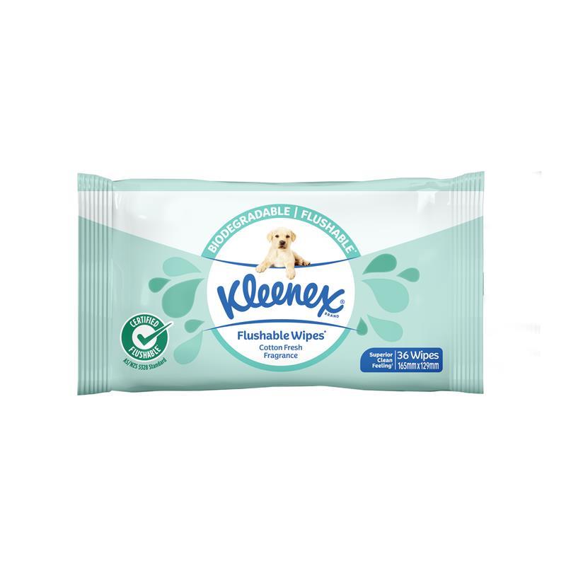 Load image into Gallery viewer, Kleenex Flushable Wipes Cotton Fresh 36 Wipes
