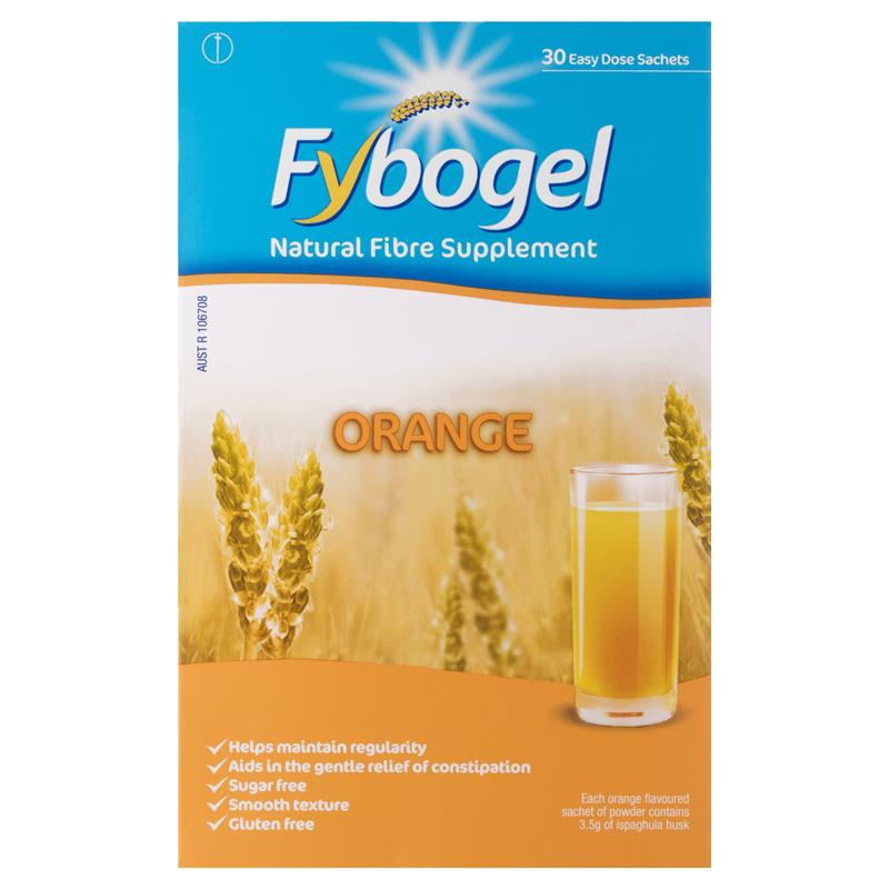 Load image into Gallery viewer, Fybogel Fibre Constipation Relief Supplement Sachets Orange 30 pack
